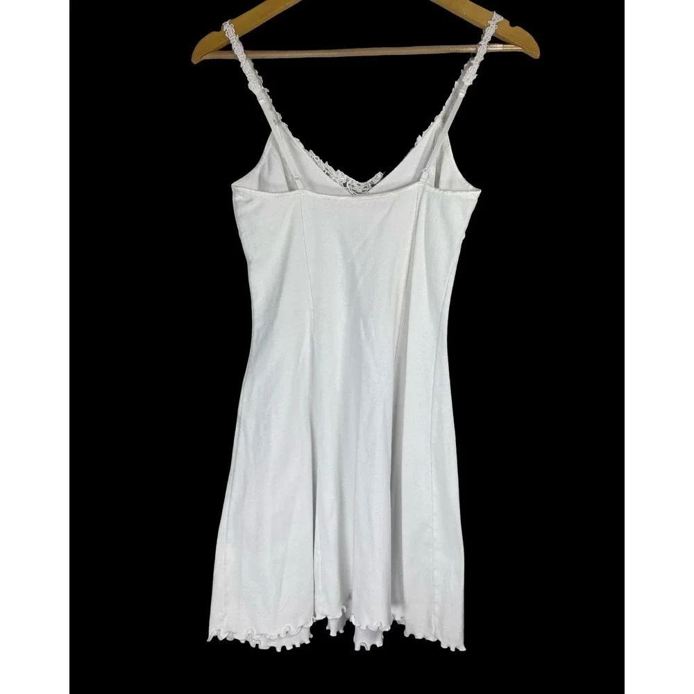 Vintage 90's Victorias Secret White Cotton Lace Trim Slip Dress Chemise S USA - Picture 2 of 8